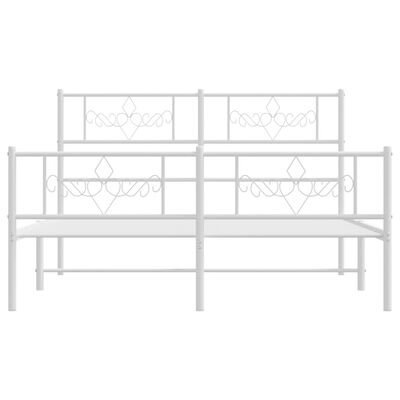 vidaXL Bedframe met hoofd- en voeteneinde metaal wit 135x190 cm