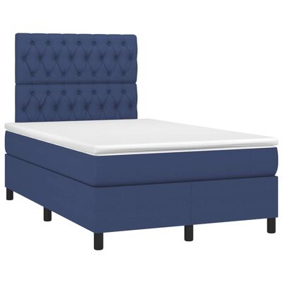 vidaXL Boxspring met matras en LED stof blauw 120x200 cm