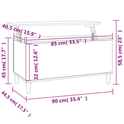 vidaXL Salontafel 90x44,5x45 cm bewerkt hout gerookt eikenkleurig