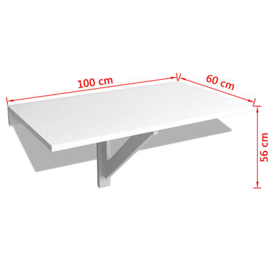 vidaXL Wandtafel inklapbaar 100x60 cm wit