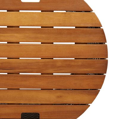 vidaXL Tuinbijzettafels 2 st met houten blad poly rattan grijs