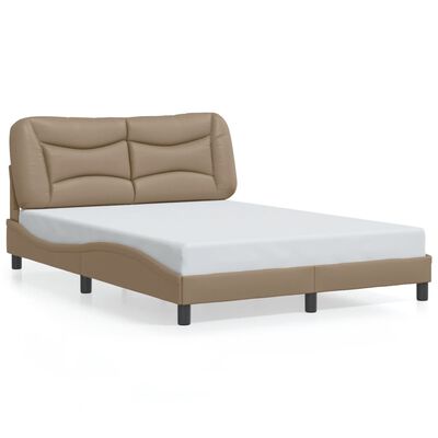 vidaXL Bedframe met hoofdbord kunstleer cappuccinokleurig 140x200 cm