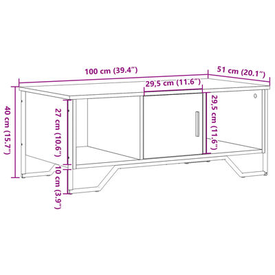 vidaXL Salontafel 100x51x40 cm bewerkt hout bruin eikenkleur