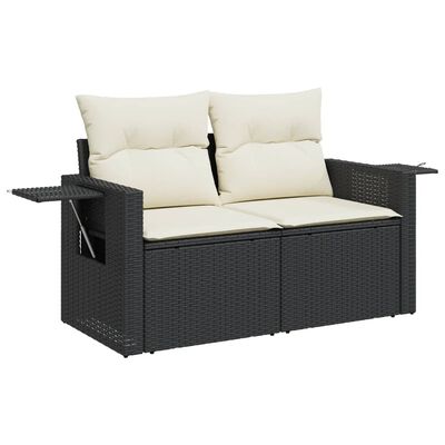 vidaXL 14-delige Loungeset met kussens poly rattan zwart