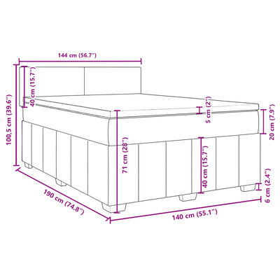 vidaXL Boxspring met matras stof crèmekleurig 140x190 cm