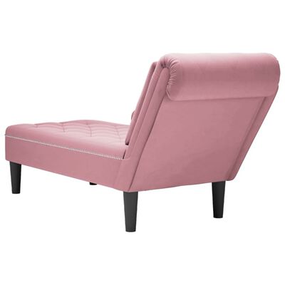 vidaXL Chaise longue met kussen en rechterarmleuning fluweel roze