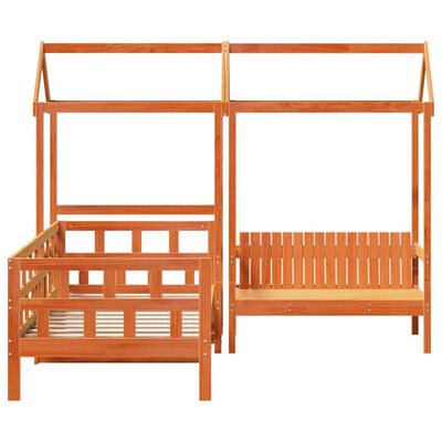 vidaXL Kinderbedset met huisje massief grenenhout wasbruin 90x200 cm