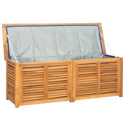 vidaXL Tuinbox met zak 150x50x53 cm massief teakhout