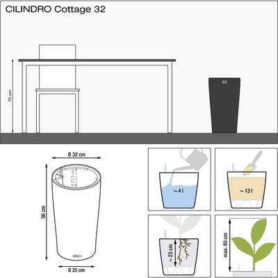 LECHUZA Plantenbak CILINDRO Cottage 32 ALL-IN-ONE ø 32 cm zandbruin