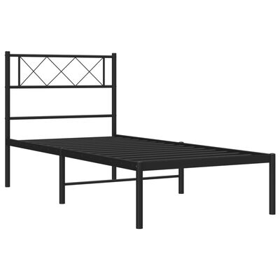 vidaXL Bedframe met hoofdbord metaal zwart 80x200 cm