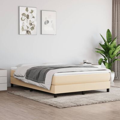 vidaXL Boxspring met matras stof crèmekleurig 160x200 cm