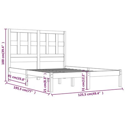 vidaXL Bedframe massief grenenhout zwart 120x190 cm