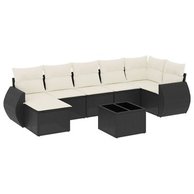 vidaXL 8-delige Loungeset met kussens poly rattan zwart