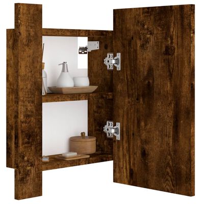 vidaXL Badkamerspiegelkast LED 40x12x45 cm bewerkt hout gerookt eiken