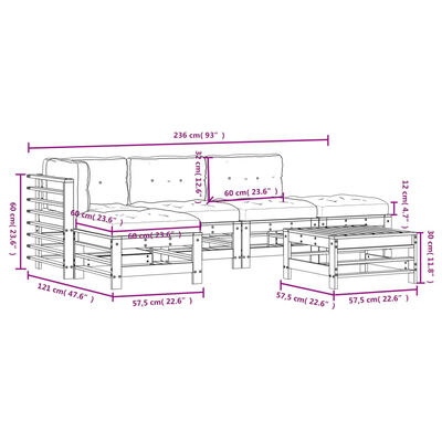 vidaXL 6-delige Loungeset met kussens geïmpregneerd grenenhout