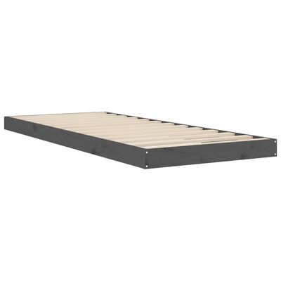 vidaXL Bedframe massief hout grijs 75x190 cm