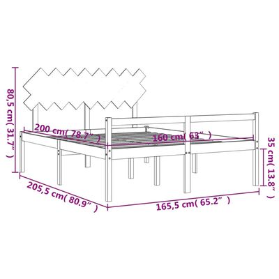 vidaXL Seniorenbed met hoofdbord massief hout wit 160x200 cm