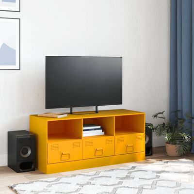 vidaXL Tv-meubel 99x39x44 cm staal mosterdgeel