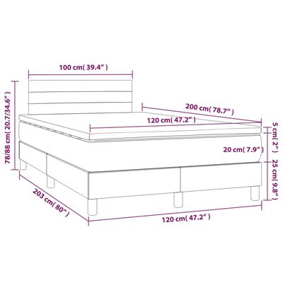 vidaXL Boxspring met matras en LED stof zwart 120x200 cm