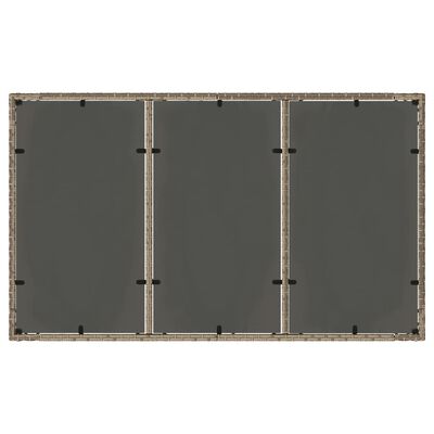 vidaXL Tuintafel met glazen blad 150x90x75 cm poly rattan grijs