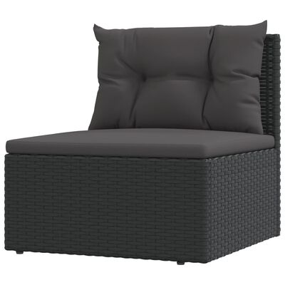 vidaXL 9-delige Loungeset met kussens poly rattan zwart