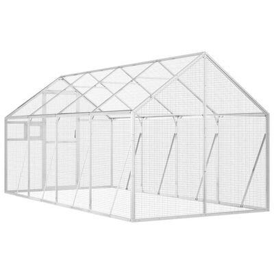 vidaXL Volière 1,79x4x1,85 m aluminium zilverkleurig