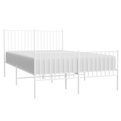 vidaXL Bedframe met hoofd- en voeteneinde metaal wit 140x200 cm