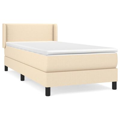 vidaXL Boxspring met matras stof crèmekleurig 100x200 cm