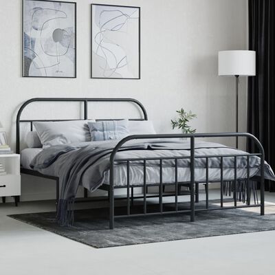 vidaXL Bedframe met hoofd- en voeteneinde metaal zwart 140x200 cm