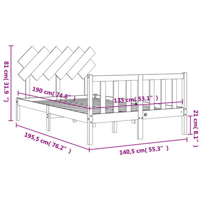 vidaXL Bedframe met hoofdbord massief hout zwart