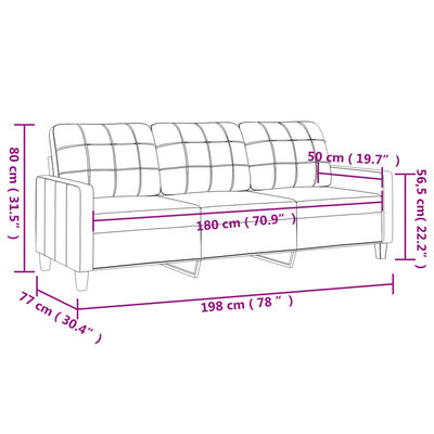 vidaXL Driezitsbank 180 cm kunstleer zwart