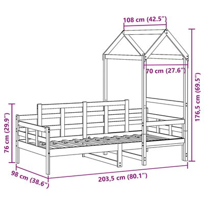 vidaXL Slaapbank met huisje 90x200 cm massief grenenhout