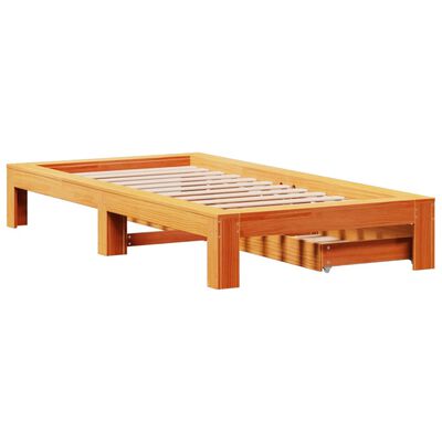 vidaXL Bedframe zonder matras massief grenenhout wasbruin 75x190 cm