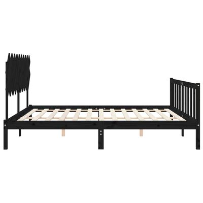 vidaXL Bedframe met hoofdbord massief hout zwart 200x200 cm