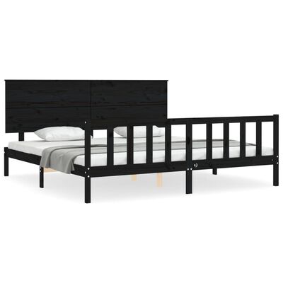 vidaXL Bedframe met hoofdbord massief hout zwart