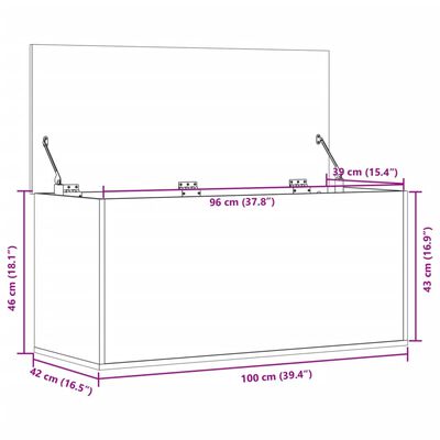 vidaXL Opbergbox 100x42x46 cm bewerkt hout grijs sonoma eikenkleurig