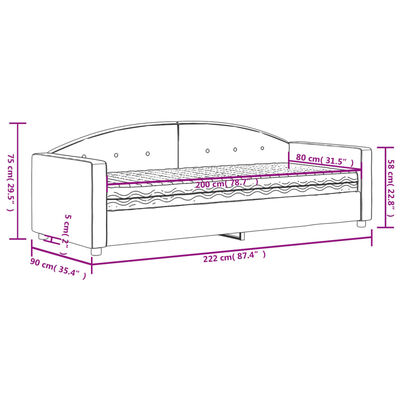 vidaXL Slaapbank met matras 80x200 cm fluweel geel