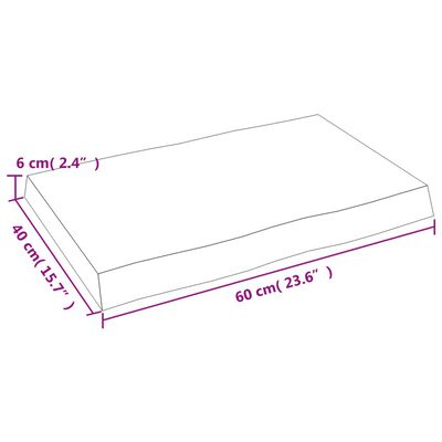 vidaXL Tafelblad natuurlijke rand 60x40x(2-6) cm massief eikenhout