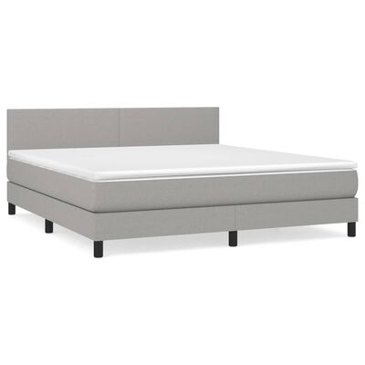 vidaXL Boxspring met matras stof lichtgrijs 160x200 cm