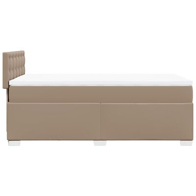 vidaXL Boxspring met matras kunstleer cappuccinokleurig 100x200 cm