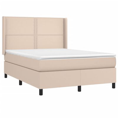 vidaXL Boxspring met matras kunstleer cappuccinokleurig 140x200 cm