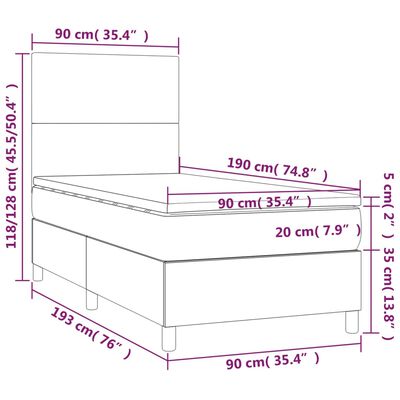 vidaXL Boxspring met matras en LED kunstleer zwart 90x190 cm