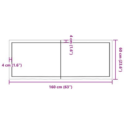 vidaXL Wastafelblad 160x60x(2-4) cm behandeld massief hout lichtbruin