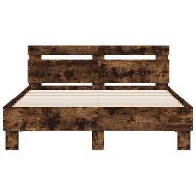 vidaXL Bedframe met hoofdeinde bewerkt hout gerookt eiken 120x200 cm