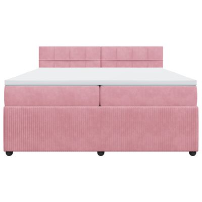 vidaXL Boxspring met matras fluweel roze 200x200 cm