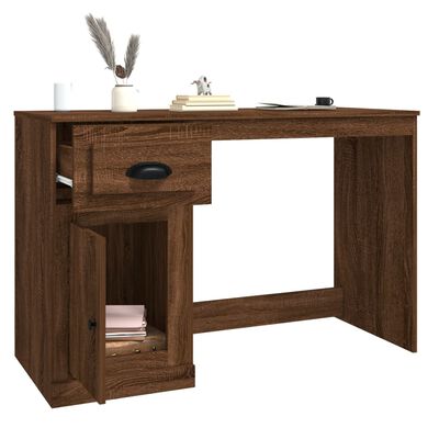 vidaXL Bureau met lade 115x50x75 cm bewerkt hout bruin eikenkleur