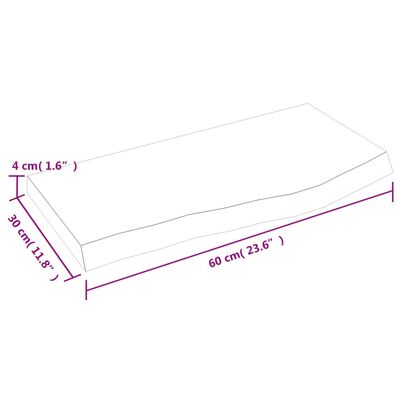 vidaXL Wastafelblad 60x30x(2-4) cm behandeld massief hout donkerbruin