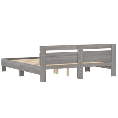 vidaXL Bedframe met hoofdeinde bewerkt hout grijs sonoma 160x200 cm