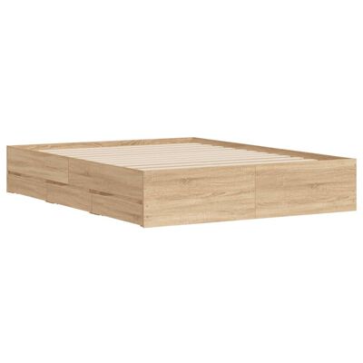 vidaXL Bedframe met lades bewerkt hout sonoma eikenkleurig 140x200 cm