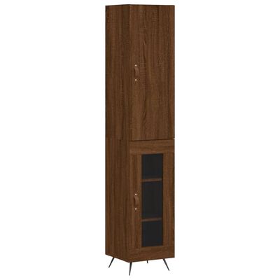 vidaXL Hoge kast 34,5x34x180 cm bewerkt hout bruin eikenkleur